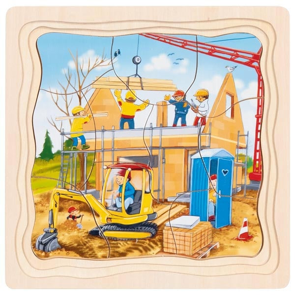 Goki 3in1 Schichtenpuzzle Wir bauen ein Haus, 3J+