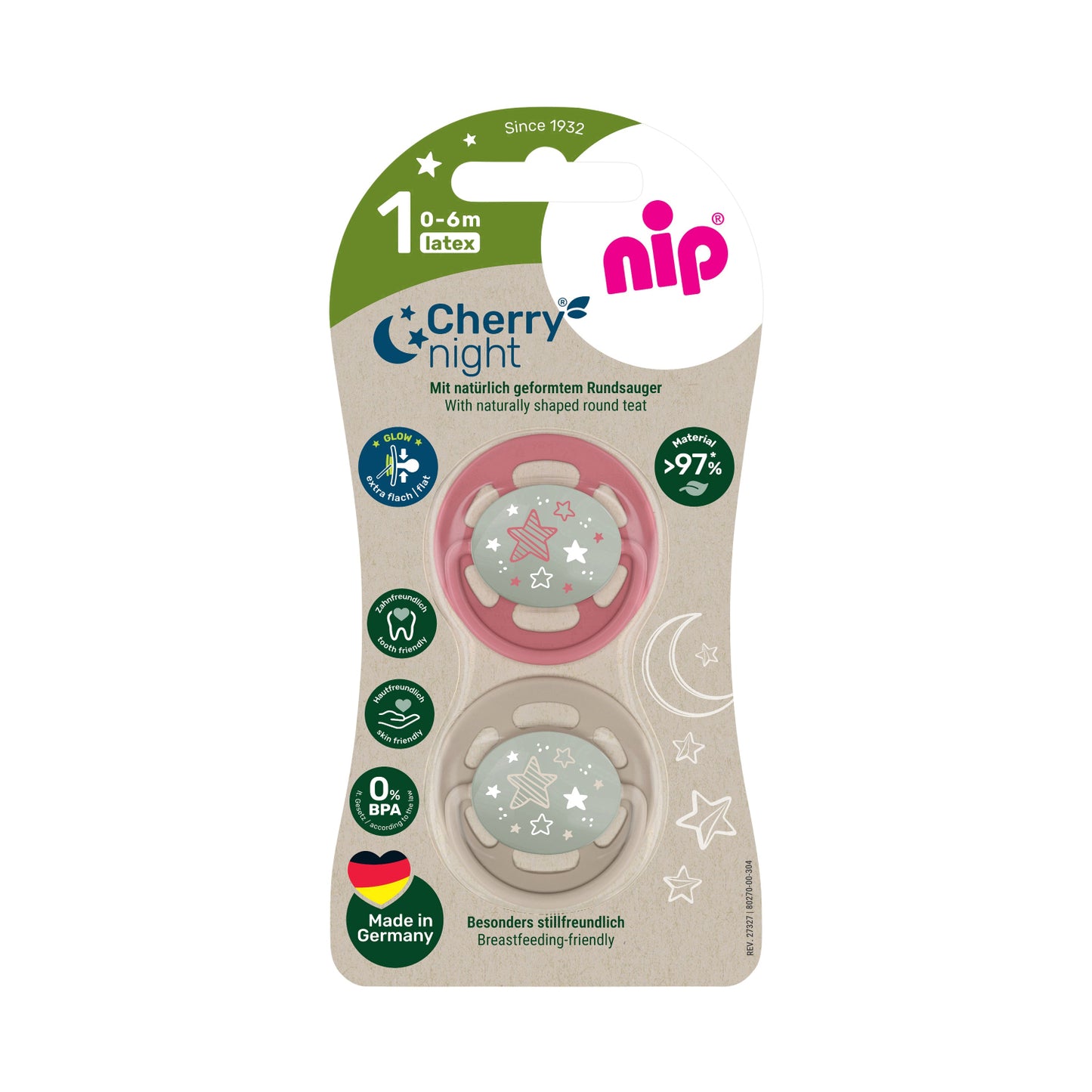 nip Cherry Night Kirschform Schnuller Latex
