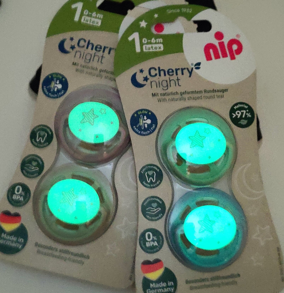 nip Greenline Night Schnuller - wir leuchten bei Nacht