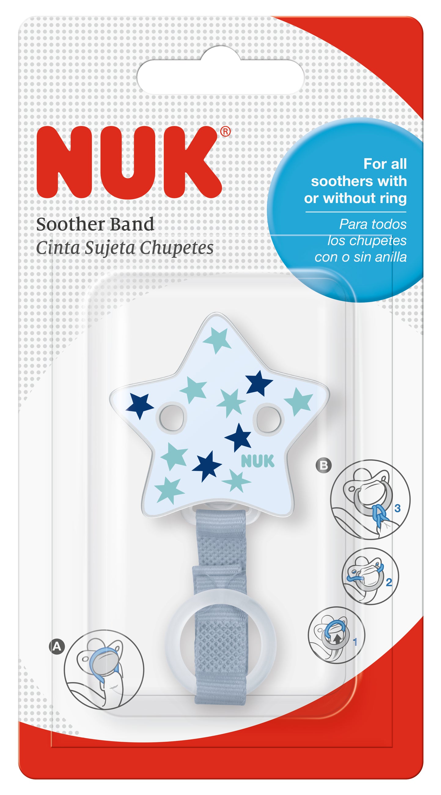 Baby Geschenkset 7-tlg Sterne Blau (Schnuller, Band, Box, Schnuffeltuchset)