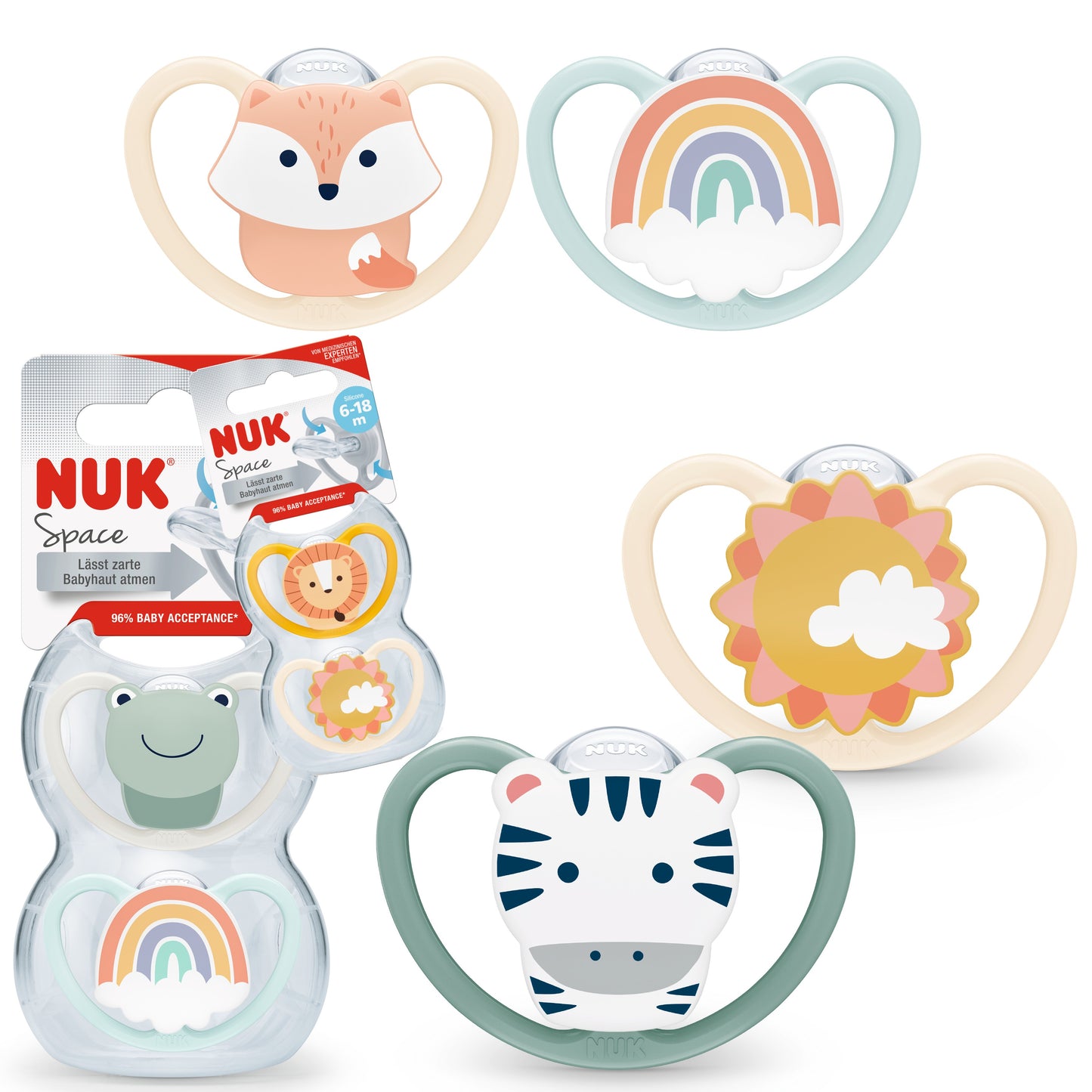 NUK Space Silikon-Schnuller in extra flacher kiefergerechter Form - inkl. Box