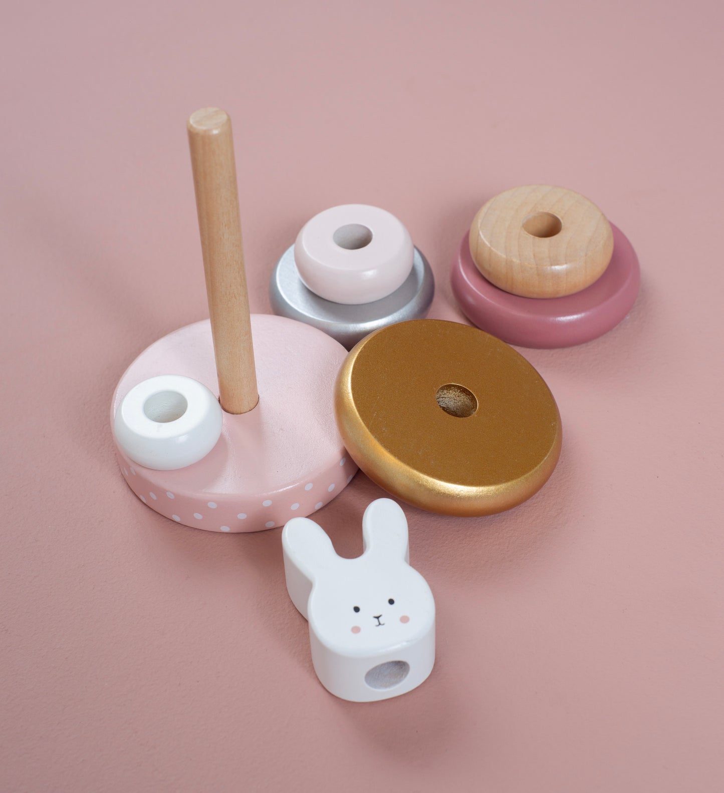 Jabadabado Stapelringe Turm Hase Gold Rosa