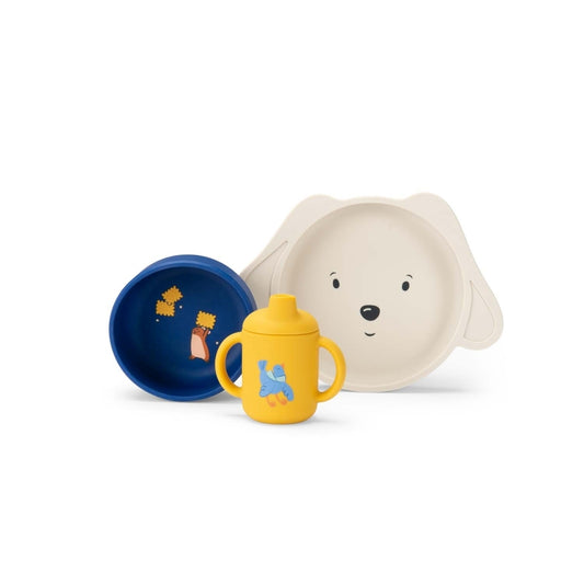 Moulin Roty Puce&Pilou Kindergeschirr-Set Hund Silikon 3-tlg
