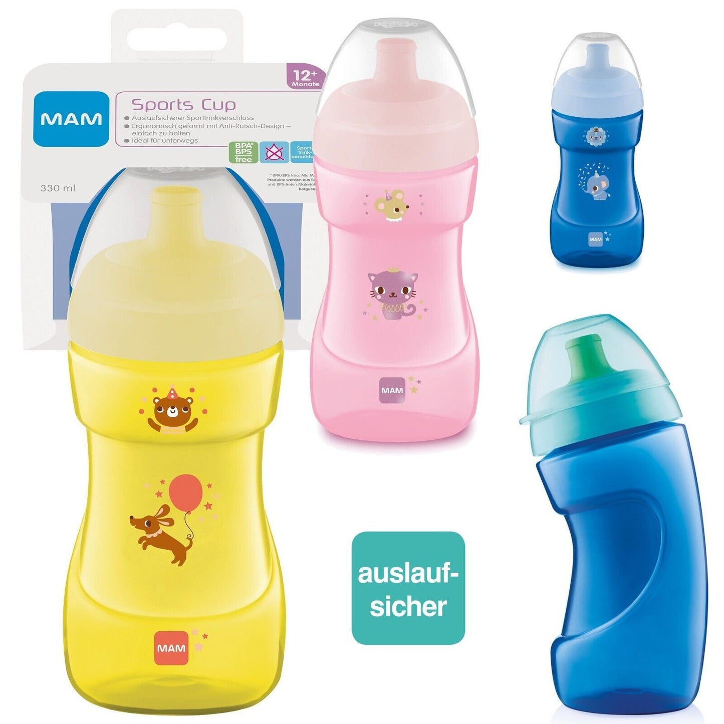 MAM SportCup Trinklernflasche Kinderflasche 330ml 12m+ mit Sportverschluß
