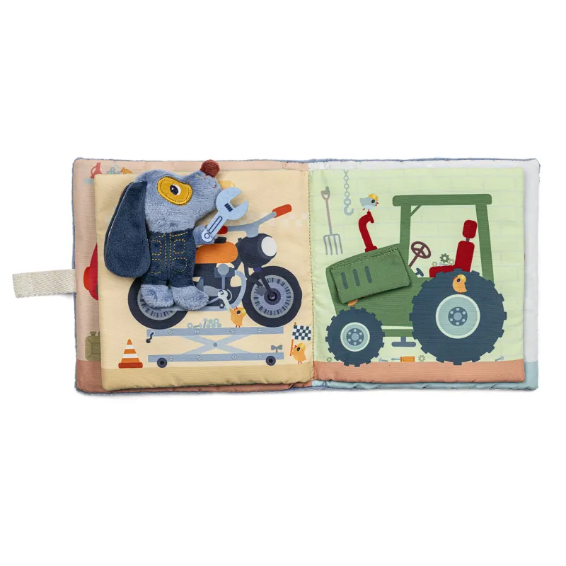 Lilliputiens Kinder Aktivitäten Stoffbuch Hund Jules Werkstatt Garage
