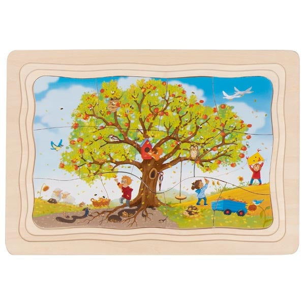 Goki 4 in1 Schichtenpuzzle Der Apfelbaum, 3J+