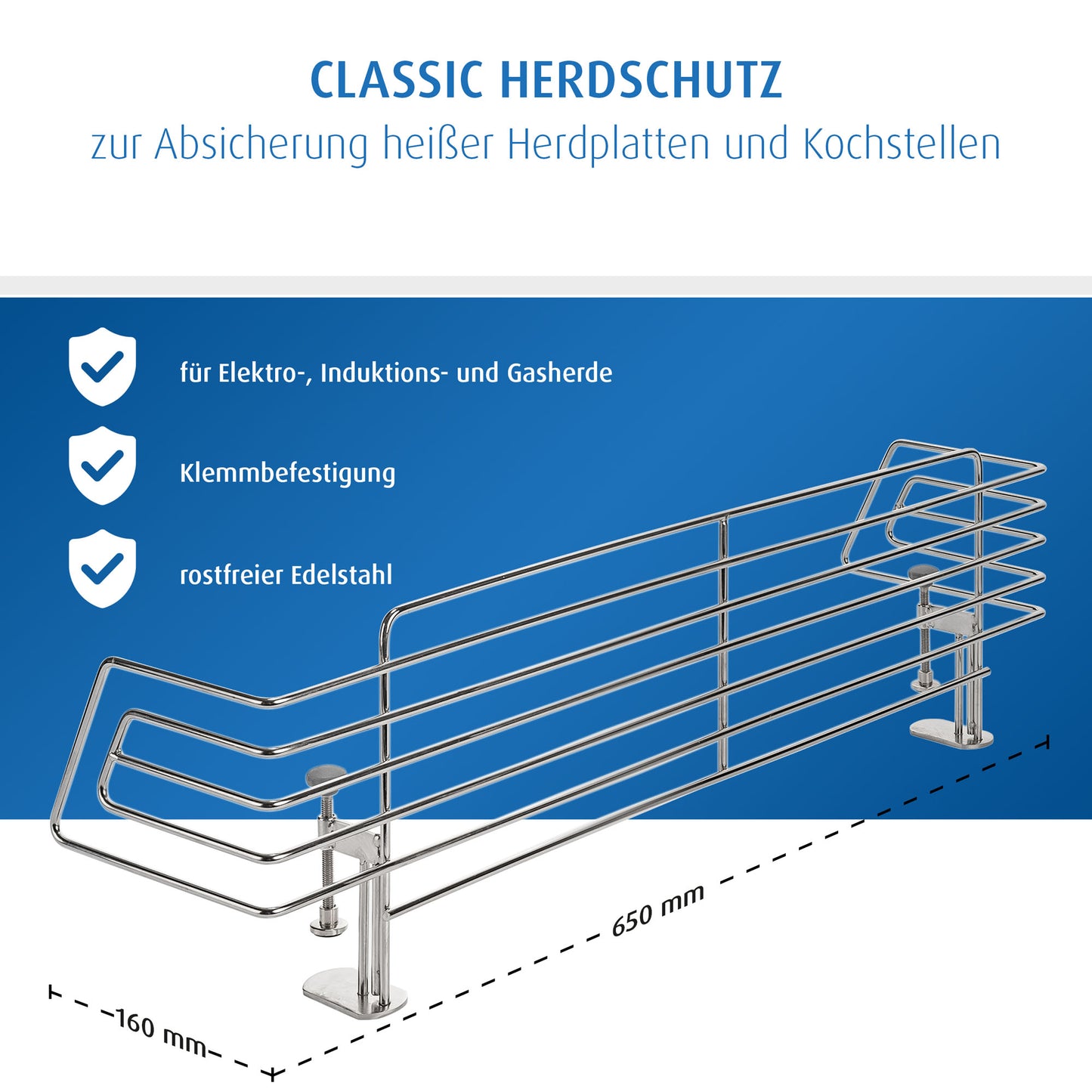 reer Edelstahl Herdschutzgitter f. 60cm Standard Herde
