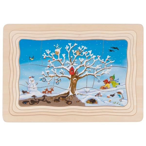 Goki 4 in1 Schichtenpuzzle Der Apfelbaum, 3J+