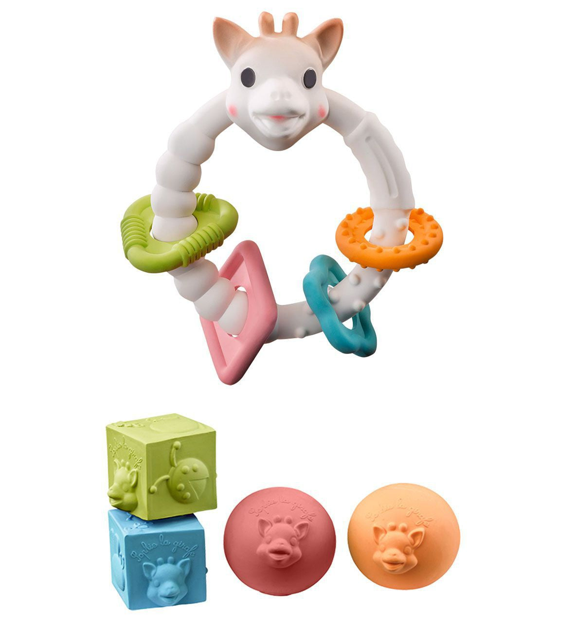 Vulli Geschenkset 5tlg Sophie la Girafe Würfel, Bälle & Colo'rings Beißring