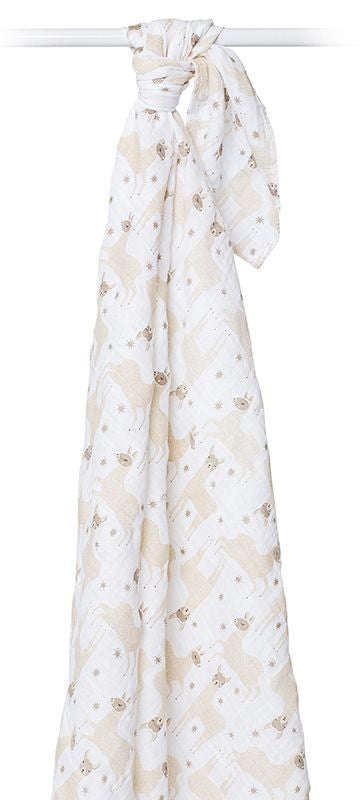 Lulujo Swaddle Mulltuch Pucktuch 120cm Lama Beige