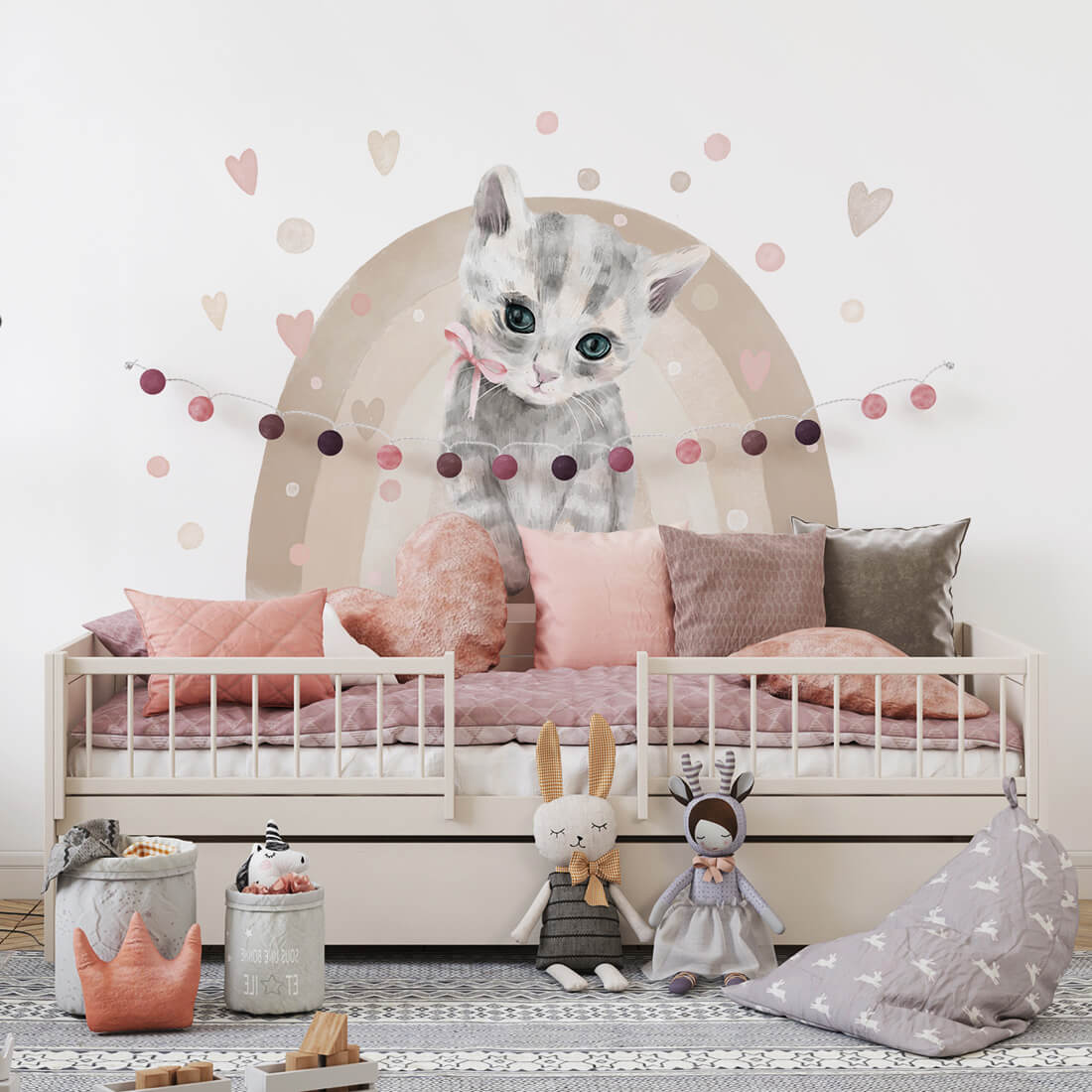 Pastelowe Love Wandaufkleber Halbkreis Sticker Cat Katze