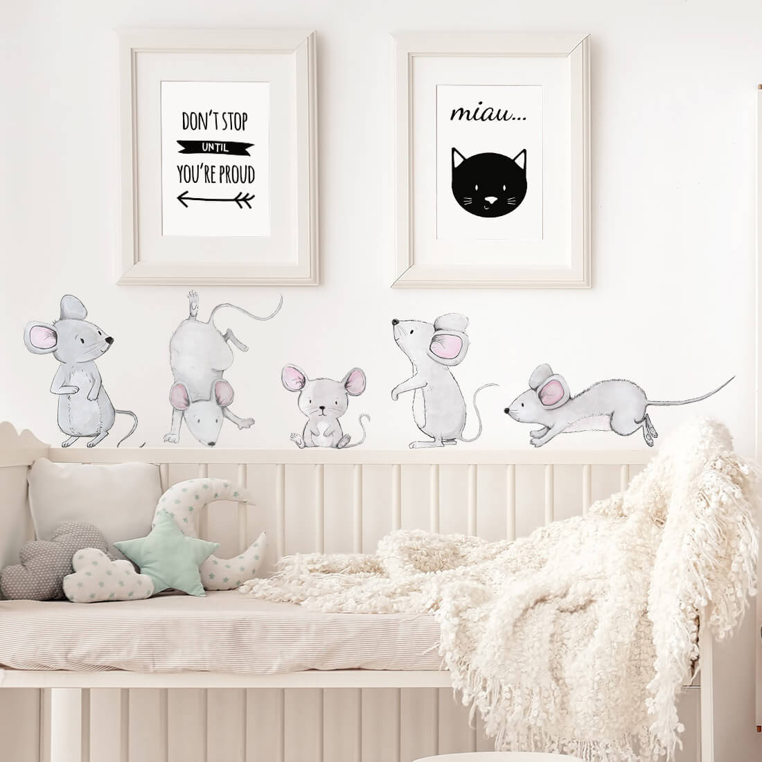 Pastelowe Love Wandaufkleber Sticker Set Mäusefamilie