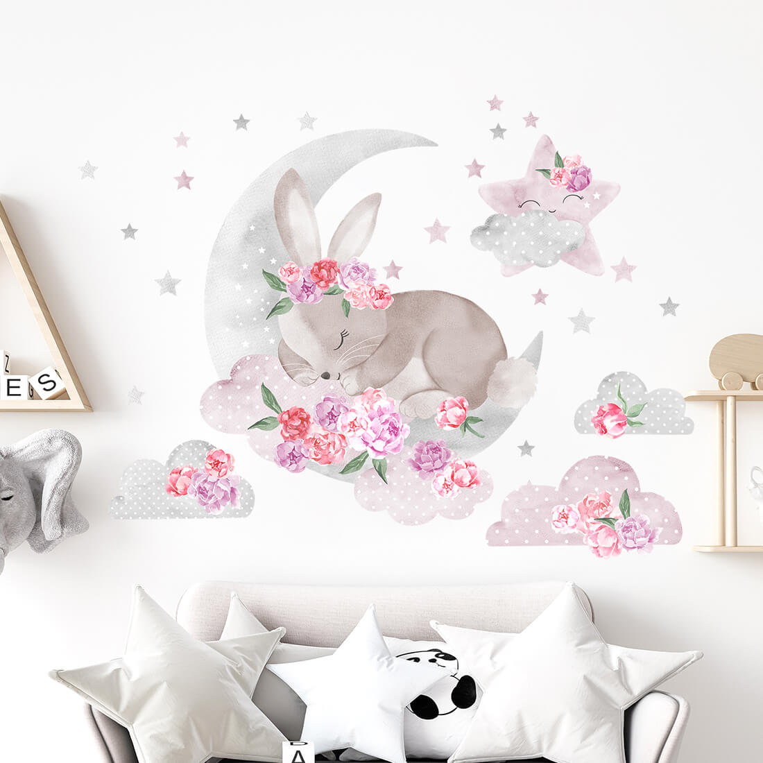 Pastelowe Love Wandaufkleber Sticker Set Schlafendes Häschen