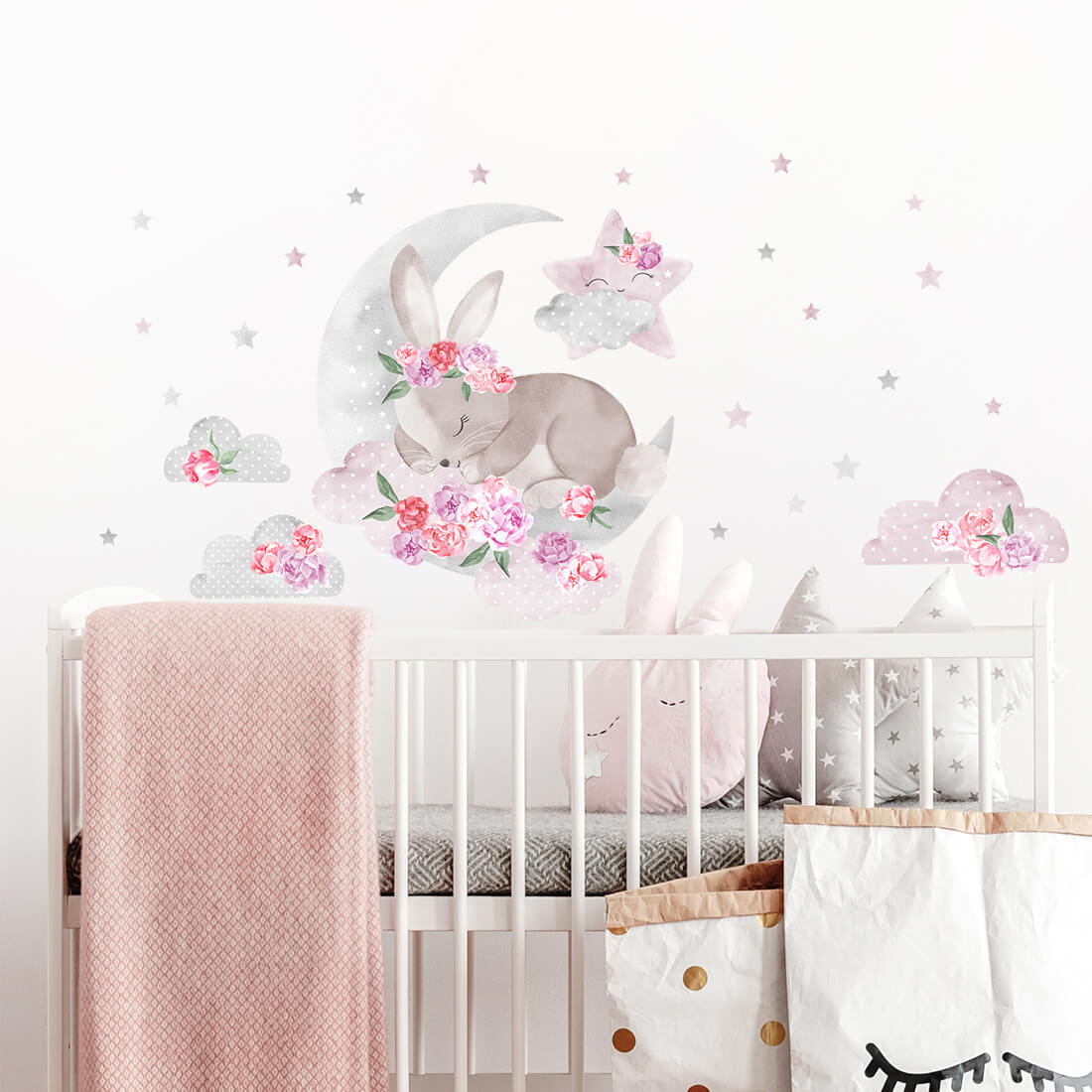Pastelowe Love Wandaufkleber Sticker Set Schlafendes Häschen