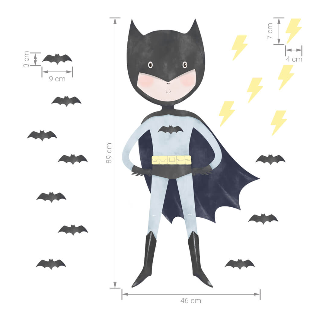 Pastelowe Love Wandaufkleber Sticker Set Superhero Superheld