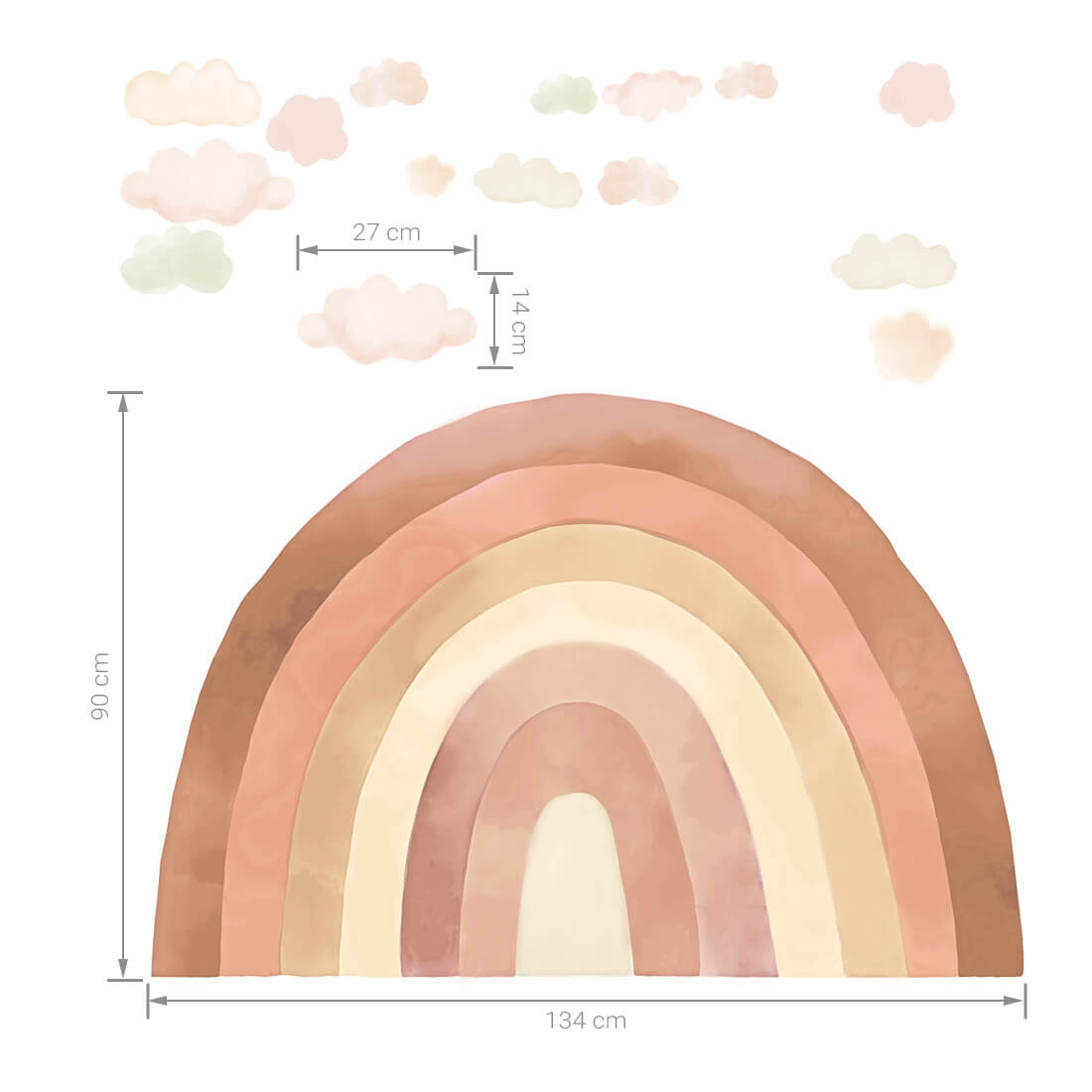 Pastelowe Love Wandaufkleber Sticker Rainbow Regenbogen
