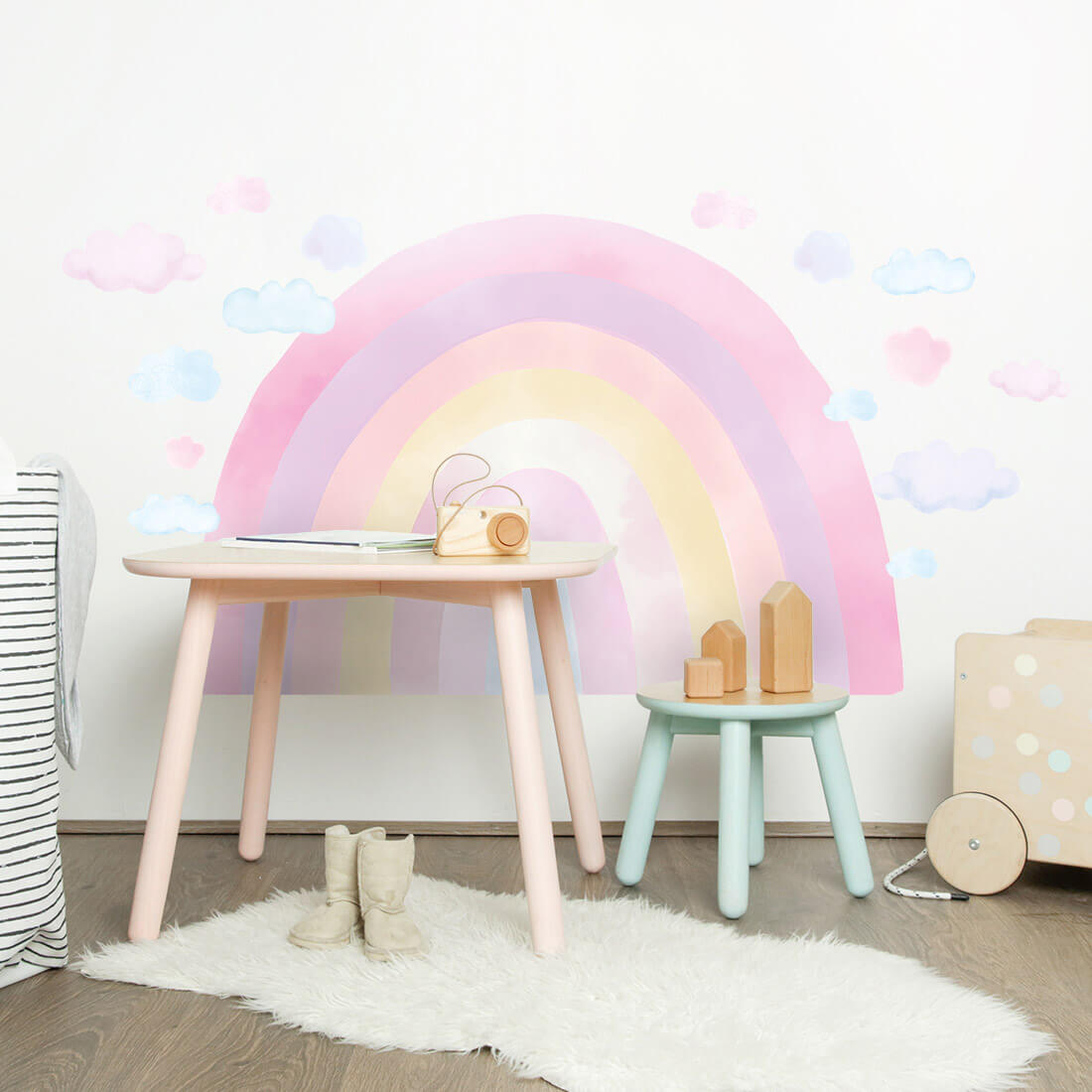 Pastelowe Love Wandaufkleber Sticker Rainbow Regenbogen