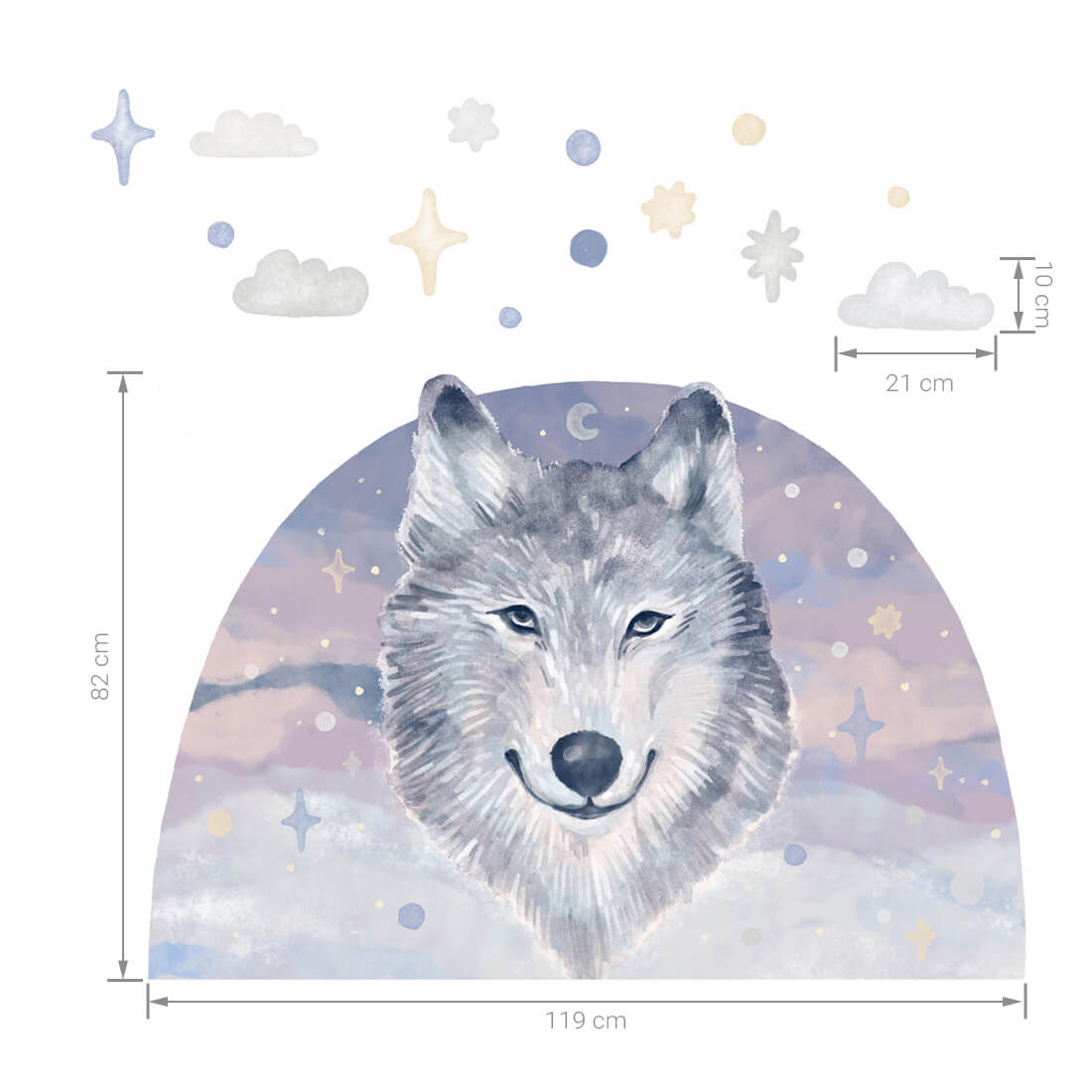 Pastelowe Love Wandaufkleber Halbkreis Sticker Wolf