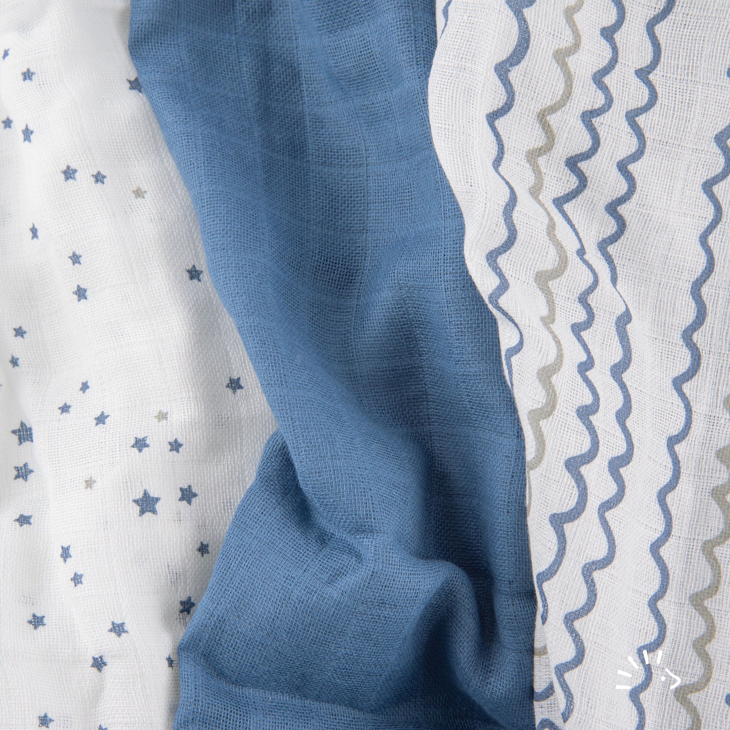 Baby Geschenkset 7-tlg Sterne Blau (Schnuller, Band, Box, Schnuffeltuchset)
