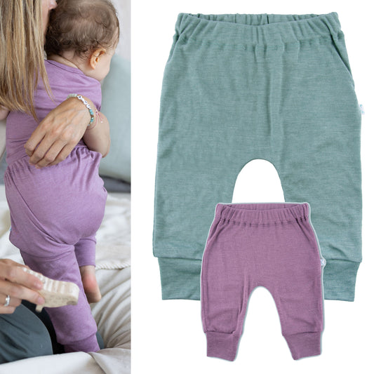 Wolle Seide Babyhose Mauve Lila Jade