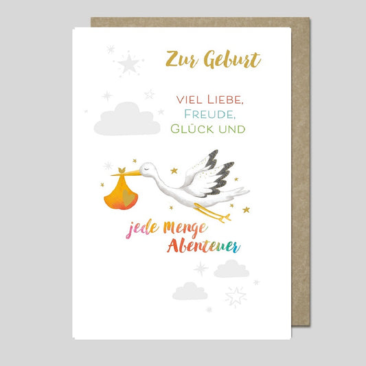 Umschlagkarte Aquarelle Baby Freude & Glück