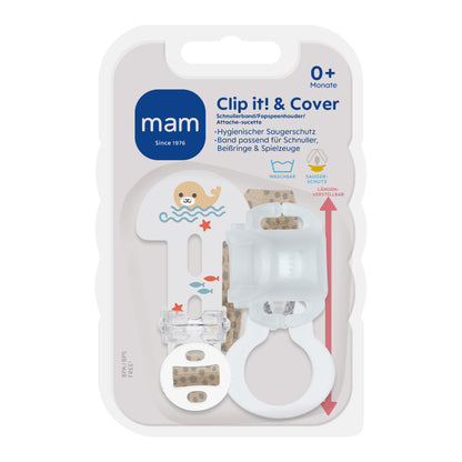 MAM Baby Schnullerband Clip it! & Cover Schnullerkette mit Saugerschutz Box