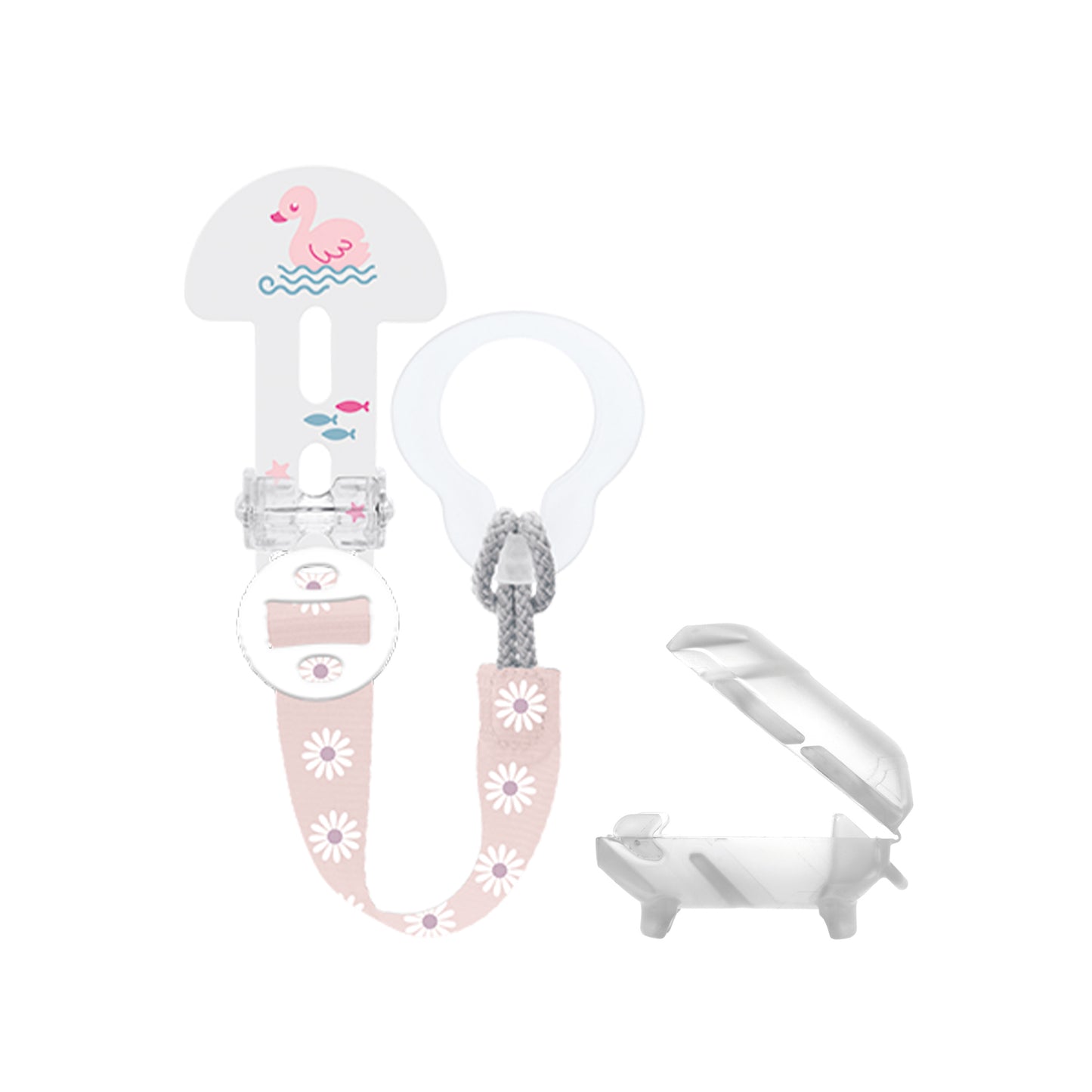 MAM Baby Schnullerband Clip it! & Cover Schnullerkette mit Saugerschutz Box