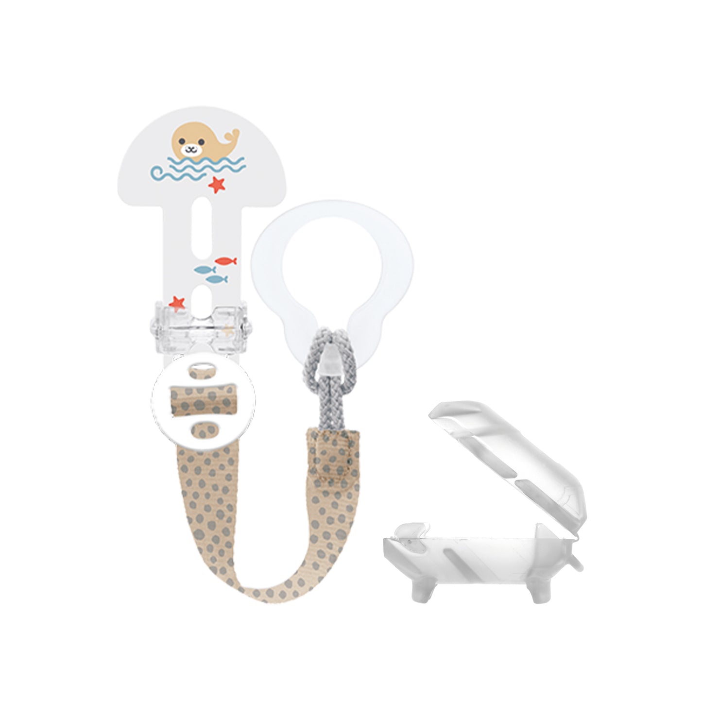 MAM Baby Schnullerband Clip it! & Cover Schnullerkette mit Saugerschutz Box