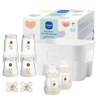 MAM Erstlingsset Babyflaschen & Flaschenbox Baby Geschenkset Weiß Natur 7-tlg