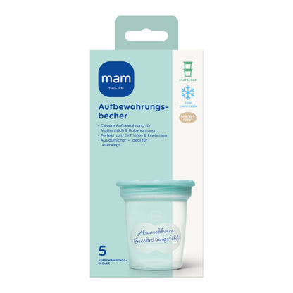 MAM 5er Aufbewahrungsbecher zum Einfrieren von Muttermilch & Babynahrung