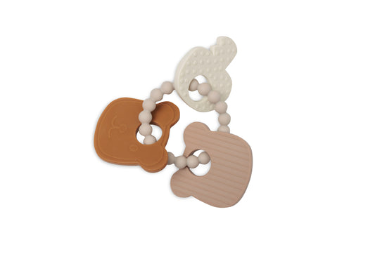 Jollein Baby Beißring Silikon Teddy Bear Schlüsselbund