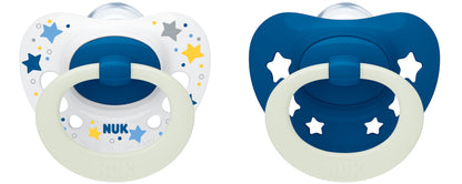 NUK Signature Night Baby Silikon Schnuller Nuckel in 2er Schnullerbox Transportbox