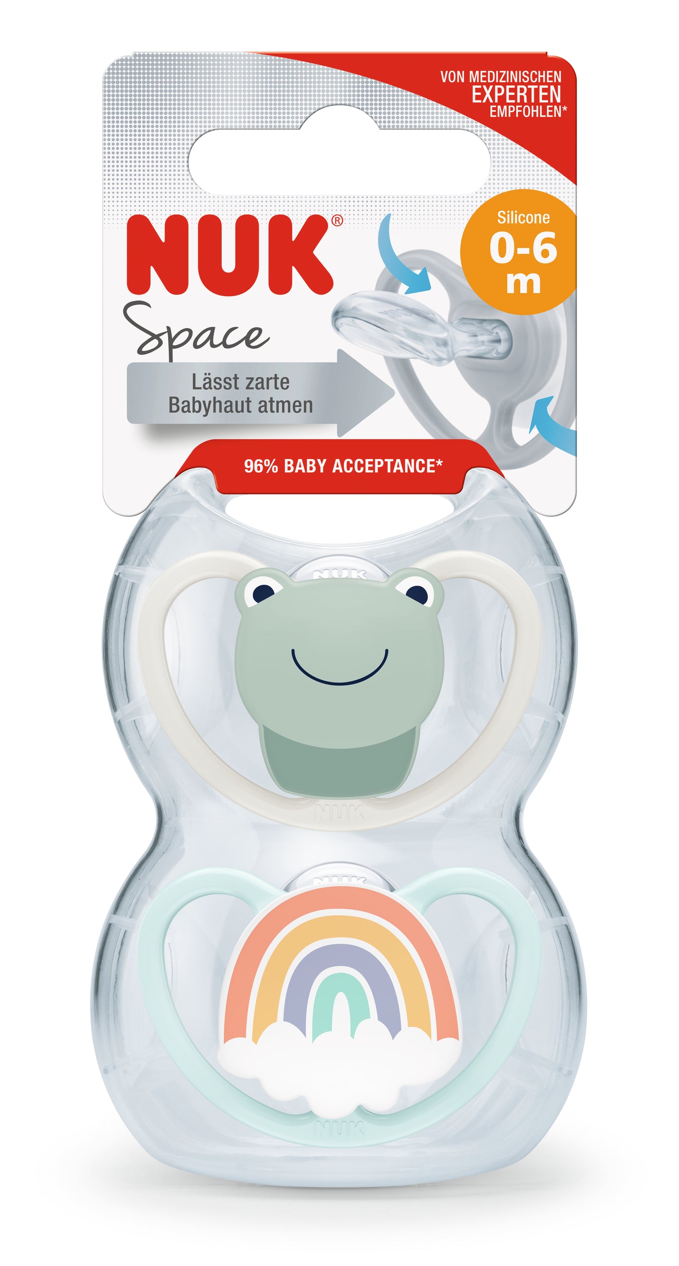 NUK Space Silikon-Schnuller in extra flacher kiefergerechter Form - inkl. Box
