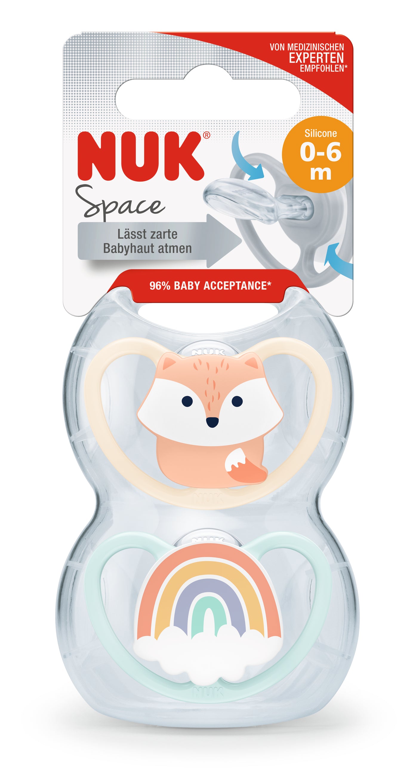NUK Space Silikon-Schnuller in extra flacher kiefergerechter Form - inkl. Box