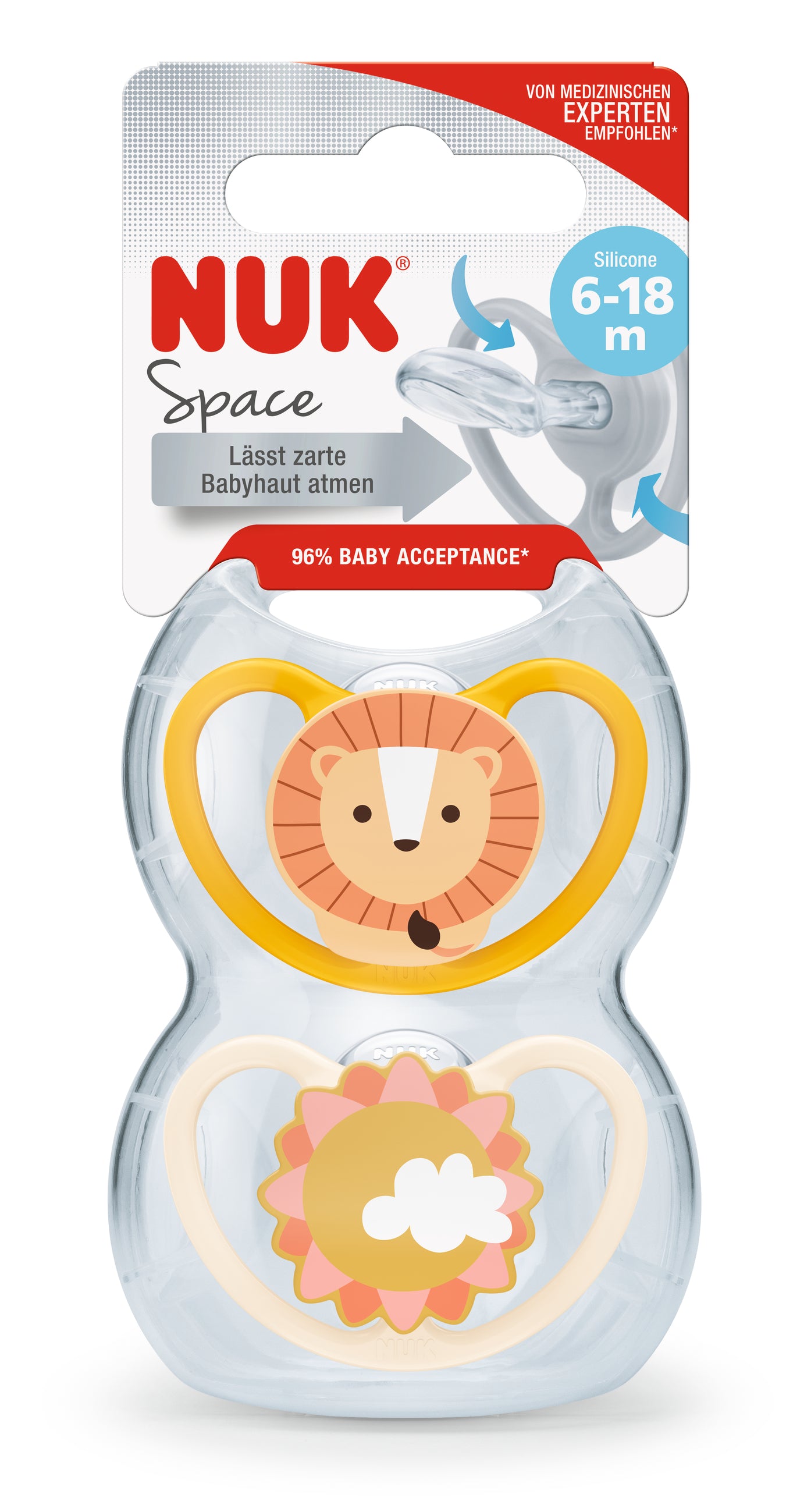 NUK Space Silikon-Schnuller in extra flacher kiefergerechter Form - inkl. Box