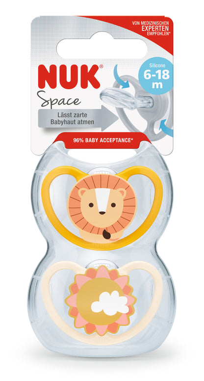 NUK Space Silikon-Schnuller in extra flacher kiefergerechter Form - inkl. Box