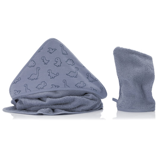 Fillikid Kapuzenbadetuch Set Dinos Blau 100x100cm