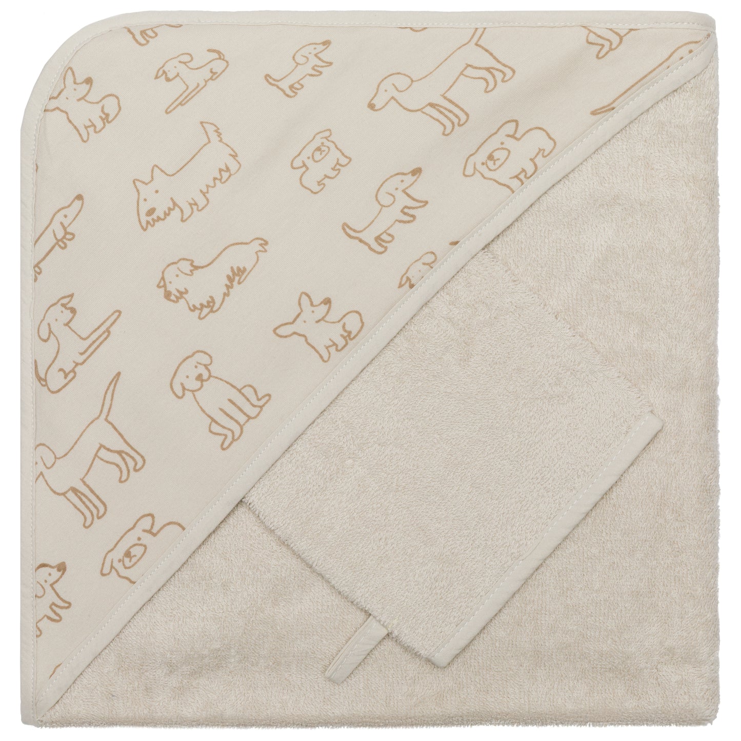 Fillikid Kapuzenbadetuch Set Hund Beige 100x100cm