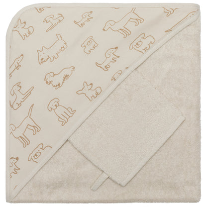 Fillikid Kapuzenbadetuch Set Hund Beige 100x100cm