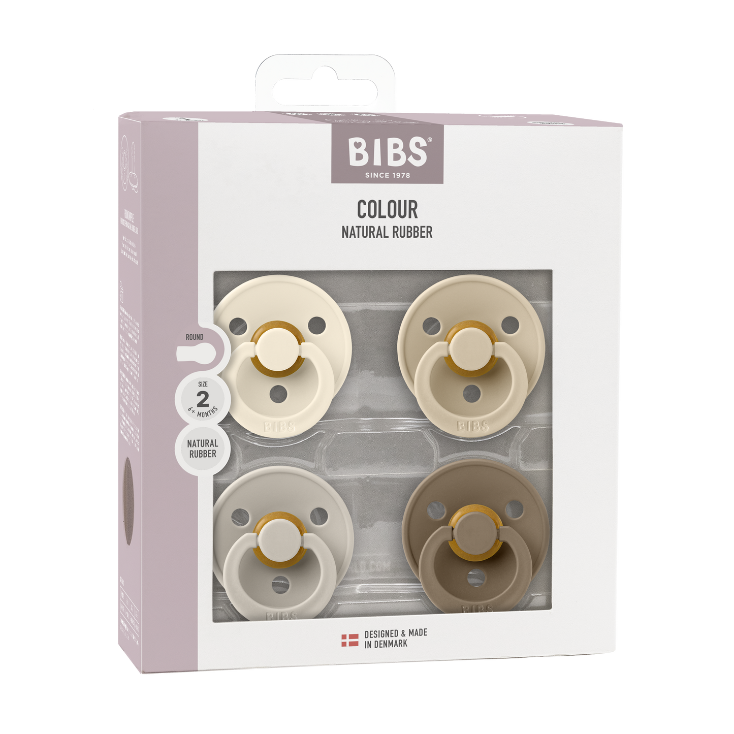 BIBS Colour 4er Pack Cherry Kirschform Latex Schnuller Beige Packung Gr.2