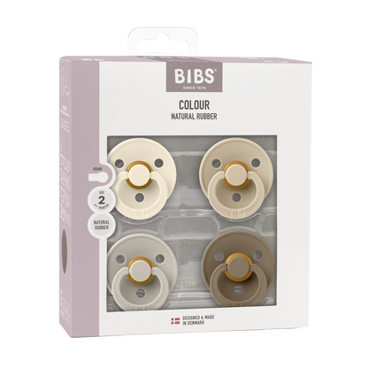 BIBS Colour 4er Pack Cherry Kirschform Latex Schnuller Beige Packung Gr.2