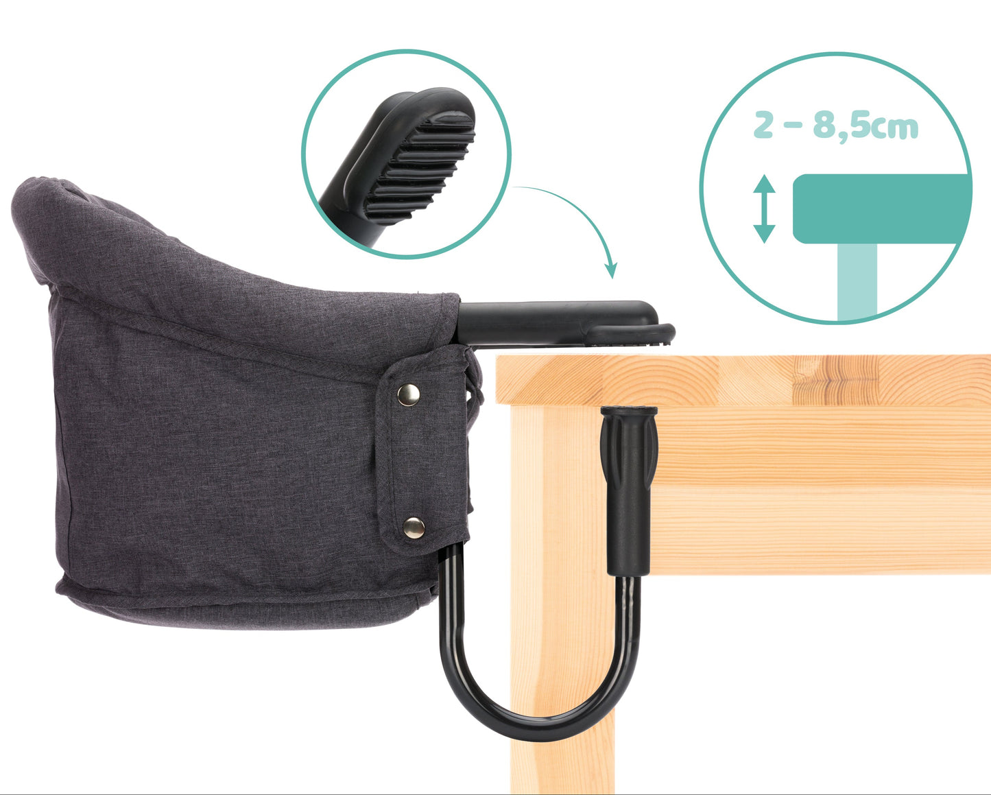 fillikid Baby Tischsitz Flexy Grau Melange, zum Anklemmen an der Tischplatte