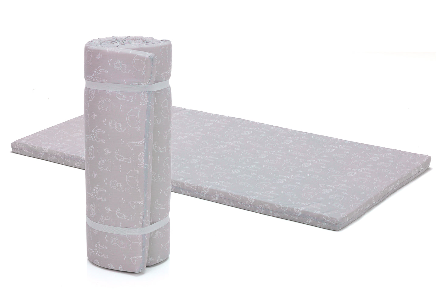 fillikid Baby Reisebettmatratze Safari grau gerollt