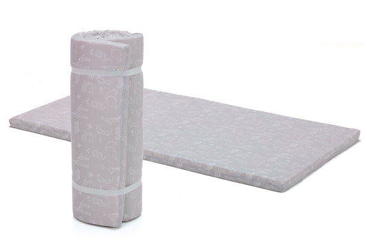 fillikid Baby Reisebettmatratze Safari grau gerollt