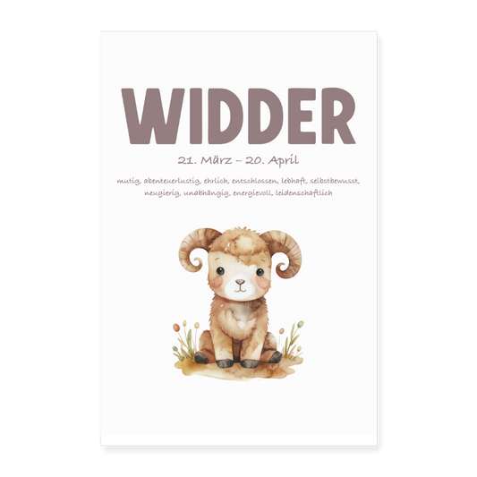 Baby Sternzeichen Poster Widder 40x60 cm - Weiß