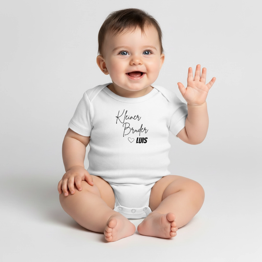 Baby Bio-Kurzarm-Body Kleiner Bruder - Weiß