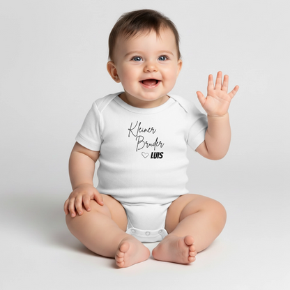Baby Bio-Kurzarm-Body Kleiner Bruder - Weiß
