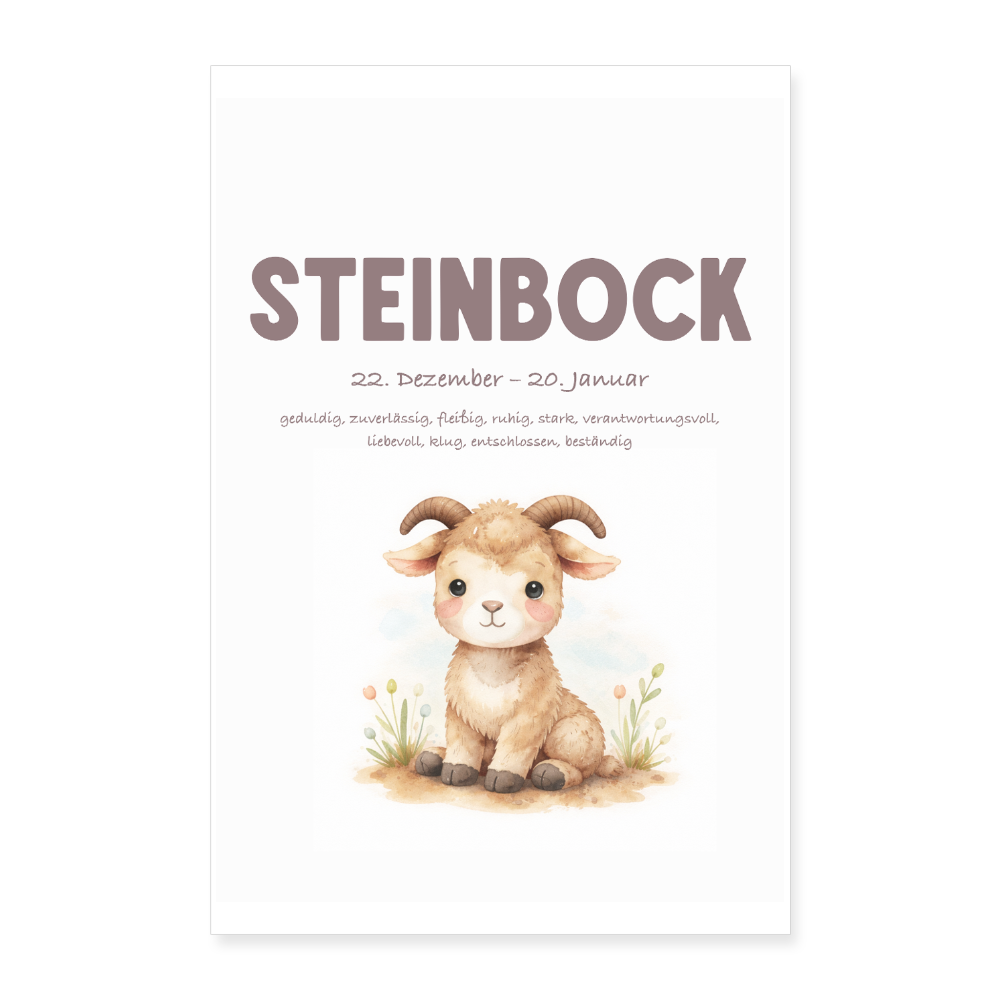 Baby Sternzeichen Poster Steinbock 40x60 cm - Weiß