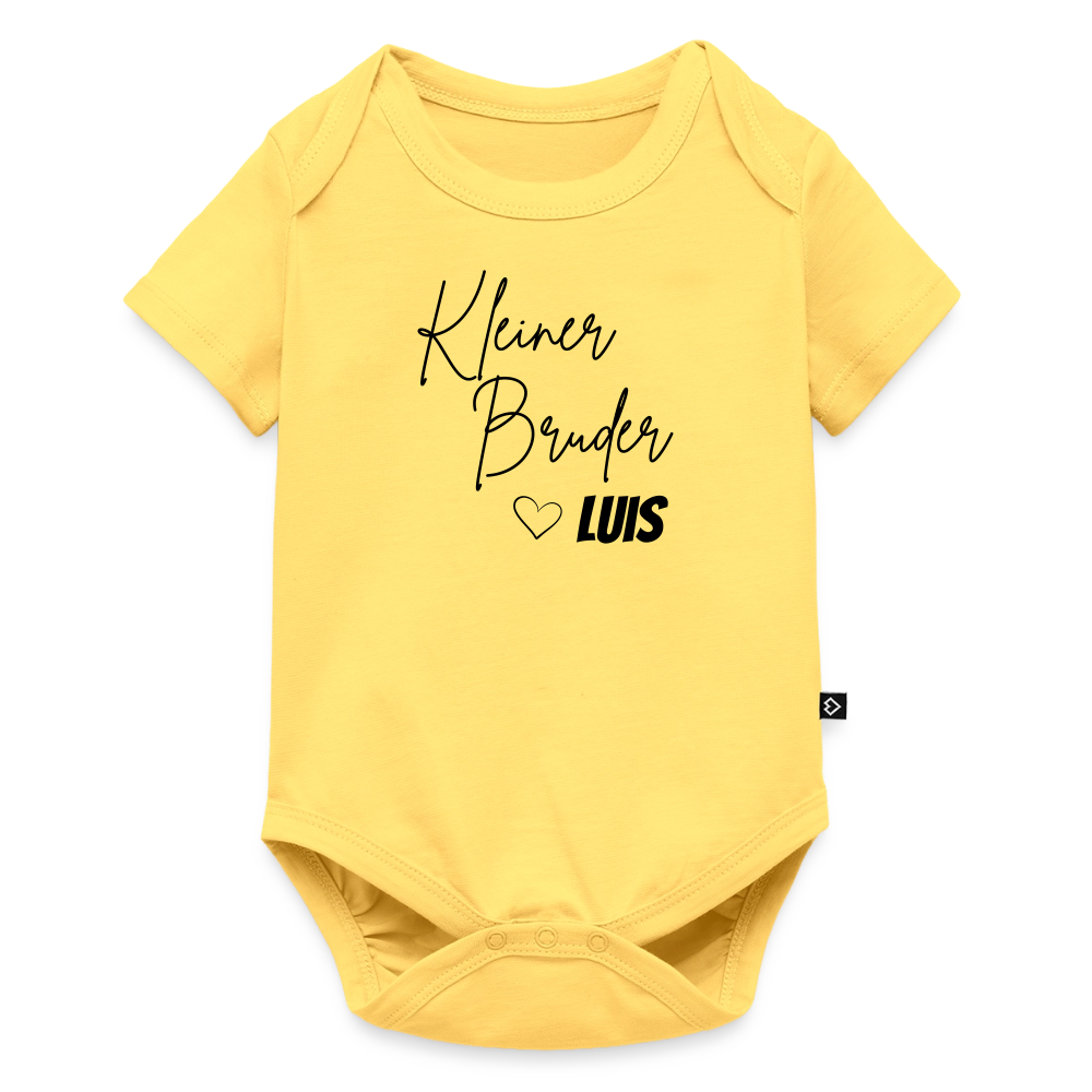 Baby Bio-Kurzarm-Body Kleiner Bruder - Pastellgelb
