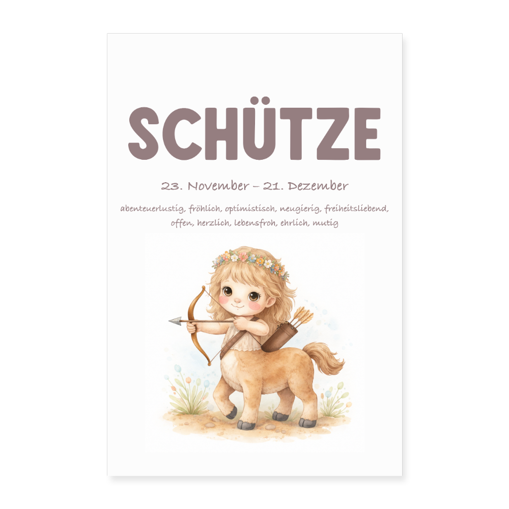 Baby Sternzeichen Poster Schütze 40x60 cm - Weiß